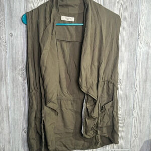 Women Elodie Green Rayon Vest Sleeveless Cardigan Size M